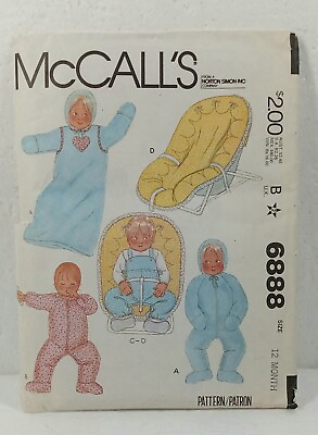 #ad McCall#x27;s Pattern Baby#x27;s Bunting Jumpsuit Overalls amp; Cover 12 months 6888 UC