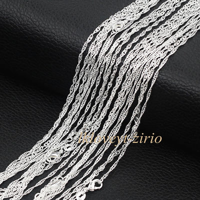 #ad Wholesale Lots 5Pcs 925 Sterling Solid Silver Water Wave Chain Necklace 16quot; 28quot;