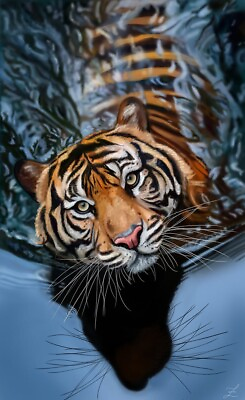 #ad Digital Image Picture Photo Pic Wallpaper Background Tiger Water Cat AI ART 7777