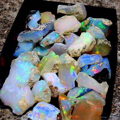 #ad 30 Pcs Big Opal Rough Lot 120 CTS Natural Ethiopian Welo Opal Raw AAA Cut Grade