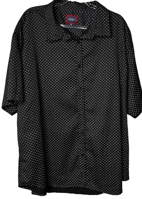 #ad Six Lincoln New York Shirt Men’s Size 4X Black Printed Short Sleeve Button Down