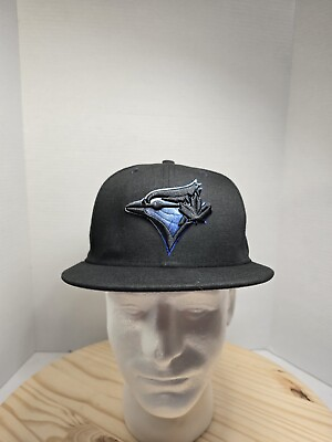 #ad Toronto Blue Jays Hat Sz 7 1 8 MLB Black New Era 59FIFTY Fitted Baseball NICE