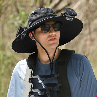 #ad #ad Wide Brim Solar Fan Outdoor Fishing HatSunscreen Sun Hat with Fan