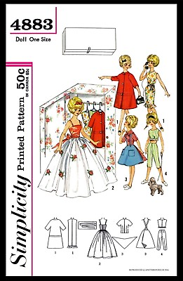 #ad Simplicity 4883 TAMMY 12quot; Vintage Fashion DOLL Fabric Sewing Pattern Barbie 60#x27;s