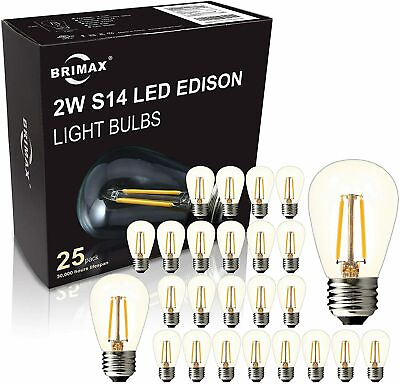 #ad E26 LED Replacement Light Bulbs 2W S14 Clear Globe Edison Bulb 2700K Warm White
