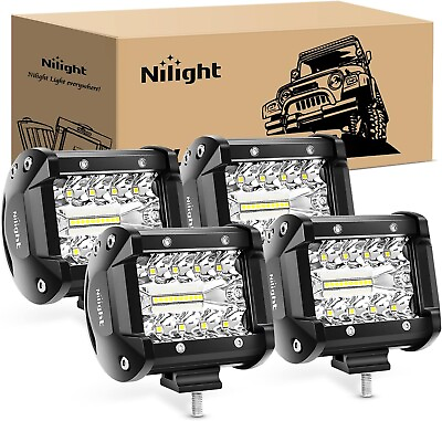 #ad #ad Nilight 4PCS LED Pods 4Inch 60W Triple Row Flood Spot Combo 6000LM Light Bar