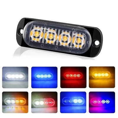 #ad #ad 4PCS Car LED Strobe Flash Light Dash Emergency Warning Lamp RED BLUE