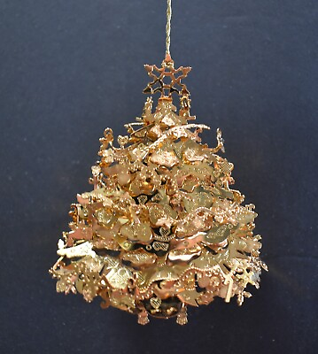 #ad Vtg 1997 Danbury Mint Christmas Tree 23kt Gold Plated 3 D Christmas Ornament