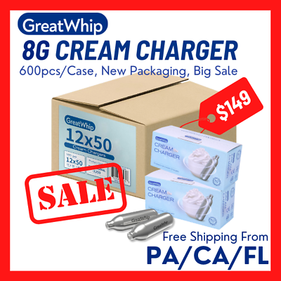 #ad BULK PRICE Whipped Cream Chargers 600 PCS GreatWhip Pure Whip * NEW PACKAGING *