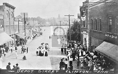 #ad Depot Street View Clinton Tennessee TN Reprint Postcard