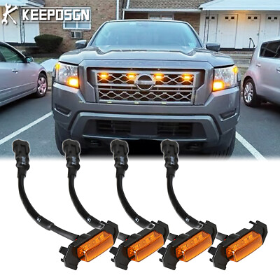 #ad 4PCS For Nissan Frontier 2005 2023 Raptor Style Grill LED Amber Marker Light Kit