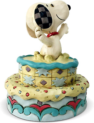 #ad Enesco “Surprise” Snoopy Jumping Out of Birthday Cake Figurine by Jim Shore 5.5”