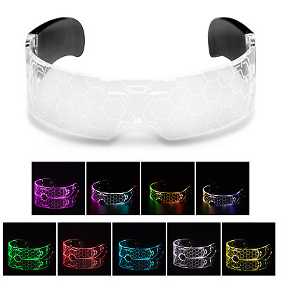 #ad LED Glasses Futuristic Honeycomb Lens Light Up Party Luminous Glasses for Bar