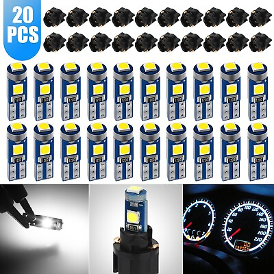 #ad #ad 20x T5 74 17 37 3 LED Instrument Gauge Cluster Dash Light Bulbs w Sockets White