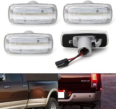 #ad Clear Lens Front Rear 48 LED Fender Side Marker Lamps For 10 18 RAM Double Wheel