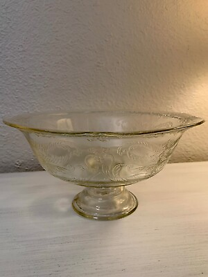 #ad Depression Federal Glass Madrid Footed Pedestal Ornate Compote Bowl