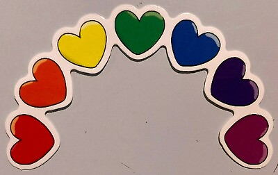 #ad Hearts Sticker Rainbow Shape Colors Decal New Colorful Love ROYGBIV Small Design