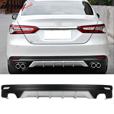 #ad Fits 18 24 Toyota Camry Rear Bumper Lip Diffuser Unpainted Black amp; Silver PP