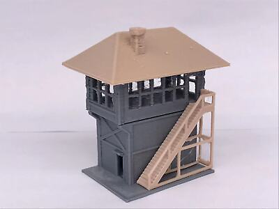 #ad Train Railway Layout Train Station Signal Box Tower Z Scale Miniatures Model