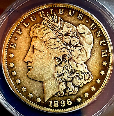 #ad 1896 S Morgan Dollar VF 25 ANACS 90% Silver US Coin Nice Tones
