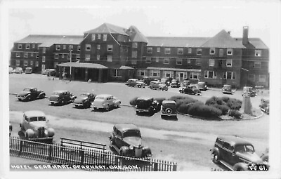 #ad RPPC Hotel Gearhart Clatsop County Oregon Vintage Cars Real Photo 1940s Postcard