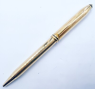 #ad Cross townsend 18k Gold Filled Ballpoint Pen Full Function Free Shipping