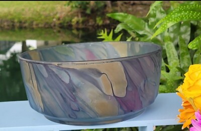 #ad Nouveau Art Satin Glass Rueven Hand Painted large bowl.