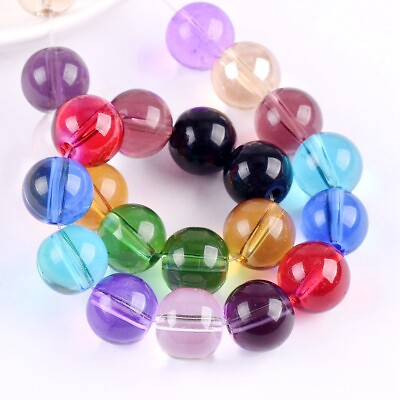 #ad Round Glossy 6mm 8mm 10mm 12mm 14mm Crystal Glass Loose Beads for Jewelry Making