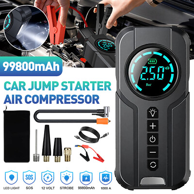 #ad Car Jump Starter with Air Compressor 1000A Battery Power Bank Charger Emergency