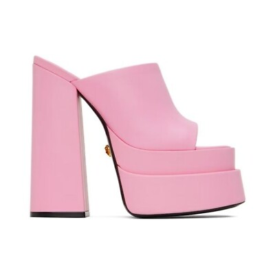 #ad #ad VERSACE Pink Aevitas Platform Mules Shoes Size: 38.5 8.5 NIB