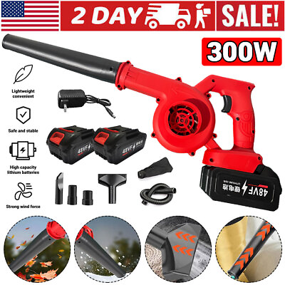 #ad 48VF Cordless Leaf Blower Electric Mini Air Lightweight Handheld With 2 Battery