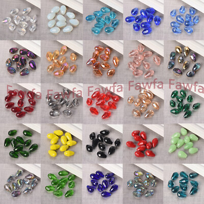 #ad Wholesale Teardrop Faceted 8x12mm Crystal Glass Loose Crafts Beads lot 30Pcs AAA