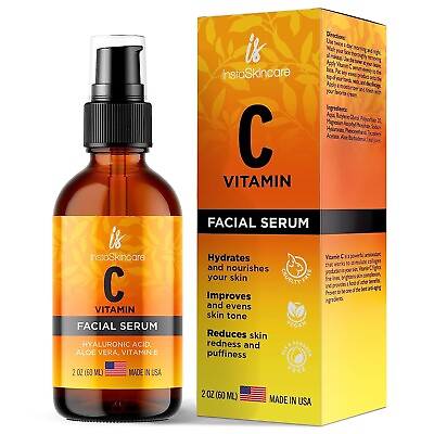 #ad Vitamin C Serum for Face with Hyaluronic Acid Vitamin E Best Skin Anti Aging 2oz
