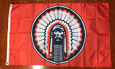 #ad ORANGE Illinois Fighting Illini Chief Flag 3x5 feet NEW grommets banner Bar