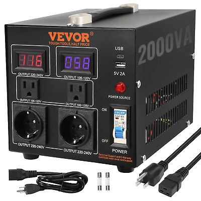 #ad VEVOR 2000W Voltage Converter Transformer Step Up Down 220V 110V 110V 220V CE