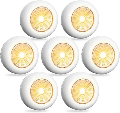 #ad Tap Light Push Light 7 Pack Puck Lights Battery Operated Small Portable Night L