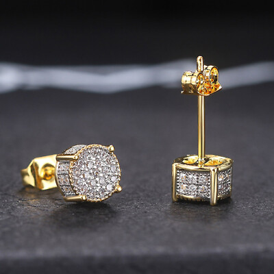 #ad Fashion 925 Silver FilledGold Stud Earring Fashion Cubic Zircon Wedding Jewelry