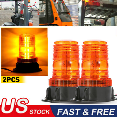 #ad 2x Emergency Warning strobe lights 30 LED Amber Beacon Flashing Forklift Truck