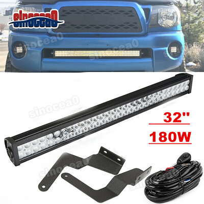 #ad #ad For 05 15 TOYOTA Tacoma Bumper Hidden Grille 32quot;IN LED Light Bar Mount KitWire