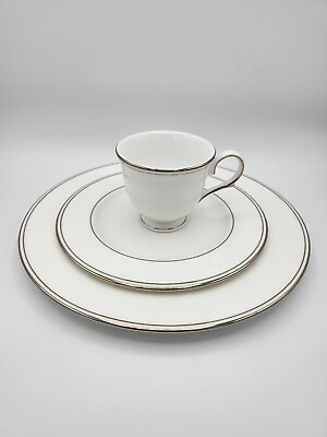 #ad Lenox Federal Platinum Set 3 Pieces Dinner Plate Salad Plate Teacup