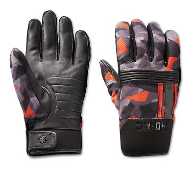 #ad Harley Davidson Men#x27;s Centerline Mixed Media Gloves Orange 97200 23VM