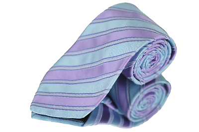 #ad Hugo Boss Tie Purle amp; Blue Striped Woven Silk Necktie 60 x 3.5 in.