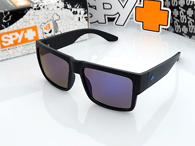#ad Polarized SpyOptic Cyrus Sunglasses Matte Black Blue Mirror Lens Blue Logo NEW