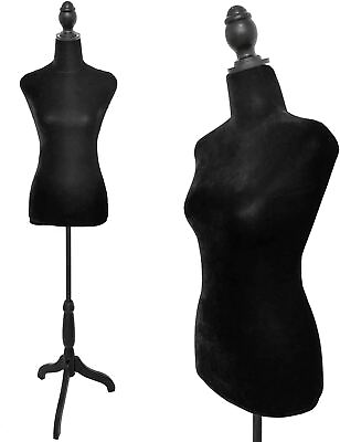 #ad Female Mannequin Torso Dress Clothing Form Display Body with Tripod Stand Black