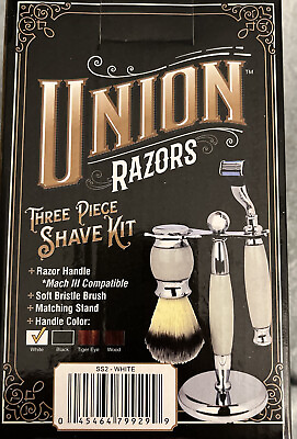 #ad #ad Three Piece Shave Kit Razor Ss2 Union White Brand New Old Style