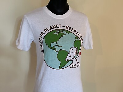 #ad PEANUTS Snoopy Save Our Planet Keep It Green Womens official t shirt Small white
