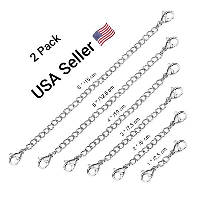 #ad #ad 2 Pack Extender Safety Chain Extender Necklace Bracelet Lobster lock 1quot; To 6quot;