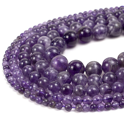 #ad Natural Amethyst Beads Strand Round For Jewelry Making 4mm 6mm 8mm 10mm 12mm