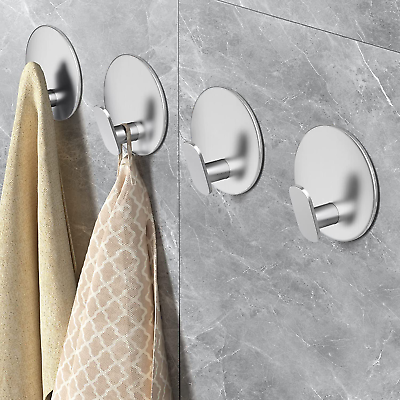 #ad Towel Hooks for Bathroom 4 Pack Adhesive Hooks SUS304 Stainless Steel Shower