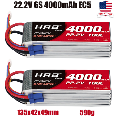 #ad 2PCS HRB 22.2V 4000mAh 6S Battery EC5 for RC Helicopter Airplane Boat Car Truck
